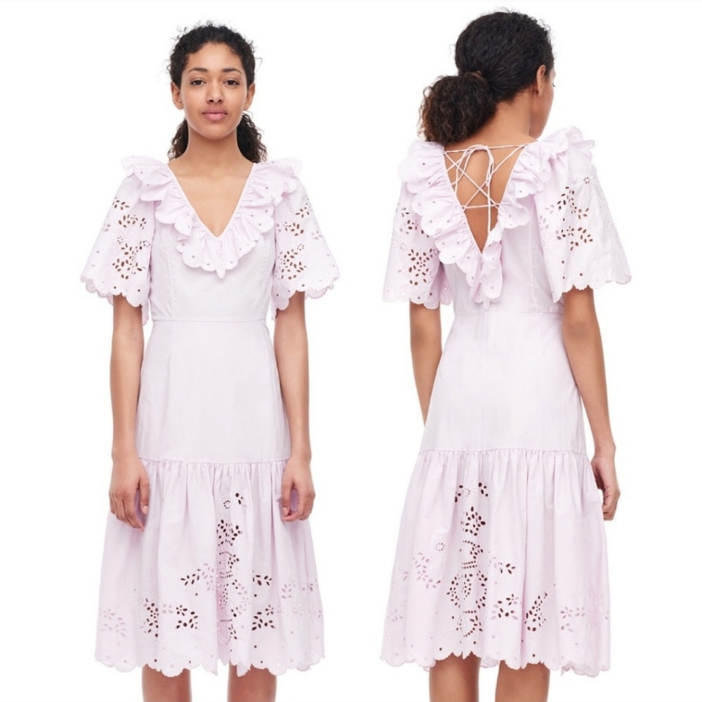 Rebecca Taylor La Vie Lavendar Eyelet Puff Sleeve Cottagecore Dress